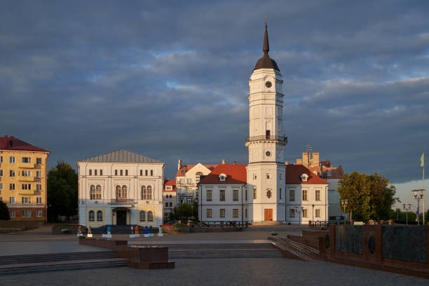 Glory Square, old ancient town hall. Mogilev, Belarus. stock photo