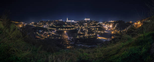 Toledo Cityscape with Alcazar at dusk in Madrid Spain