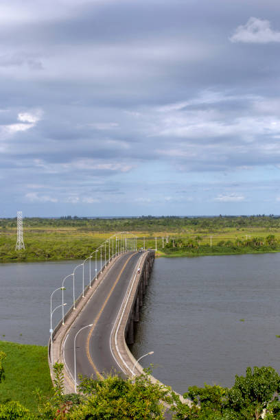 istock Panoramic view of the viaduct between Iguape and Ilha Comprida 1366466594
