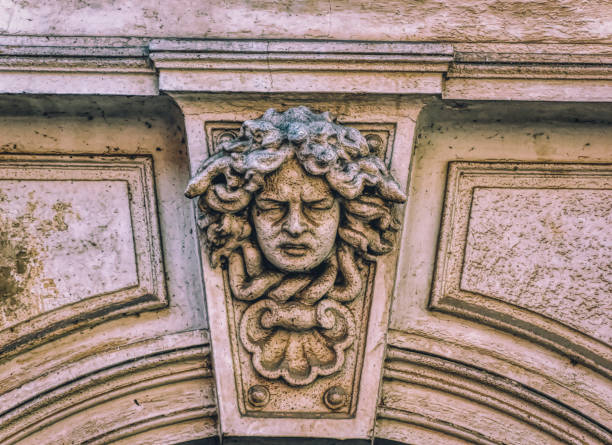 istock Bas relief sculpture on facade of building. 1366467878