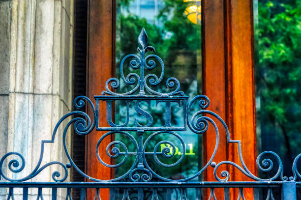 istock Vintage metal decorative bars at fence. 1366469607