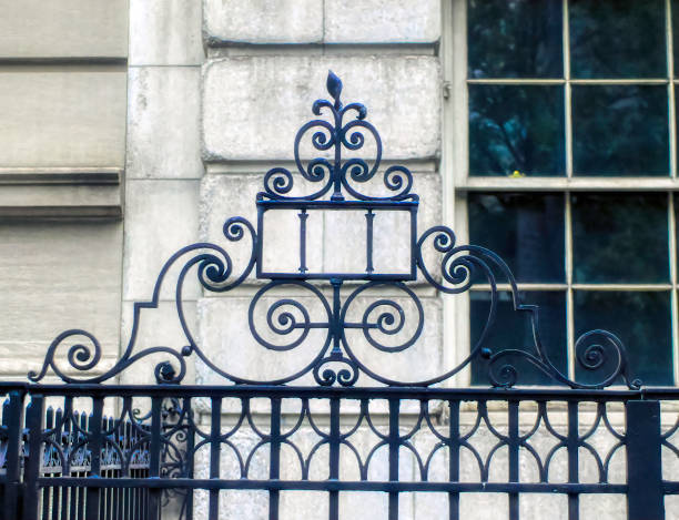 istock Vintage metal decorative bars at fence. 1366469673