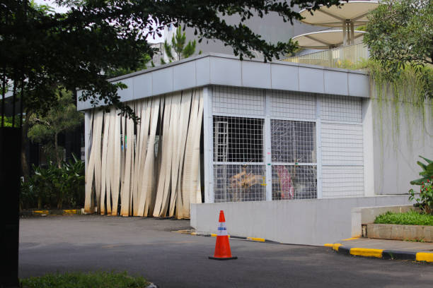 istock Shopping center exit to the parking lot 1366470606
