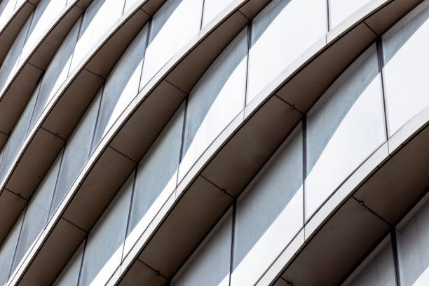 istock Closeup modern glass office building, abstract background with copy space 1366472045