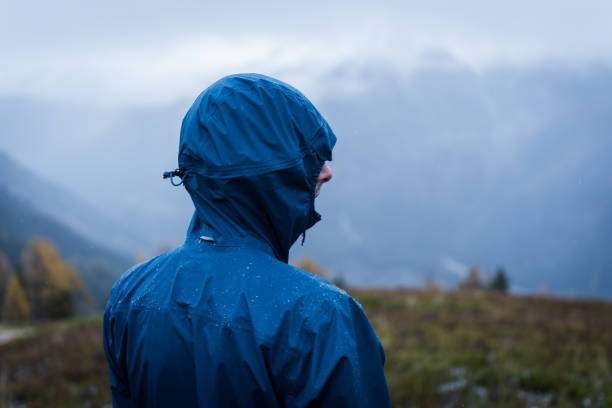 istock Portrait of trail runner in raincoat 1366472047