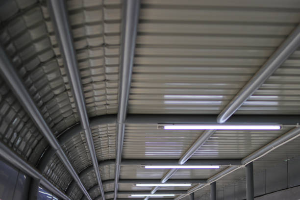 istock Departures corridor ceiling with LED lamp in a train station in Bandung 1366473885