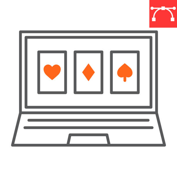illustrations, cliparts, dessins animés et icônes de icône de ligne de casino en ligne - silhouette poker computer icon symbol