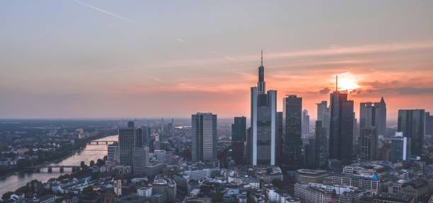 istock Wide panoramic cityscape of Frankfurt am Main, Germany 1366476205
