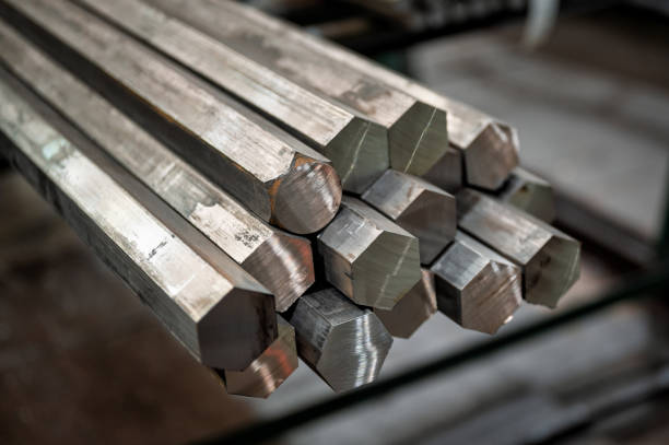 istock A bundle of hexagonal metal bars, steel mill products 1366478977