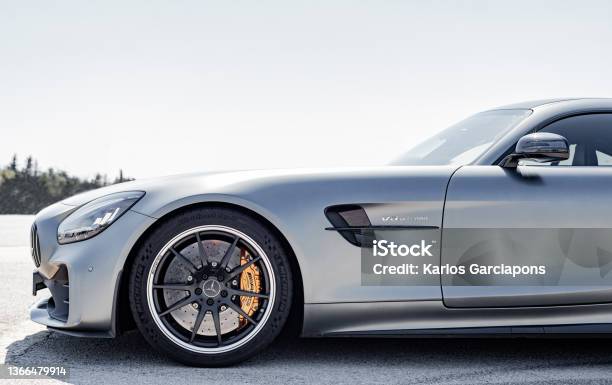 Detail Side View Of A Mercedes Benz Amg Gt R Parked In The Waiting Area Before Leaving For The Circuit Supercar Rally In Tarragona Spain Stock Photo - Download Image Now