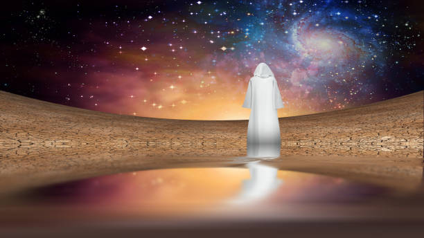 Wandering cloaked figure
