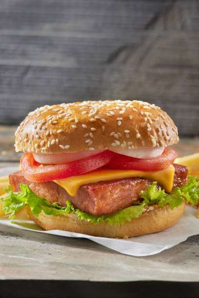 istock Grilled Spam Burger with Fries 1366481289