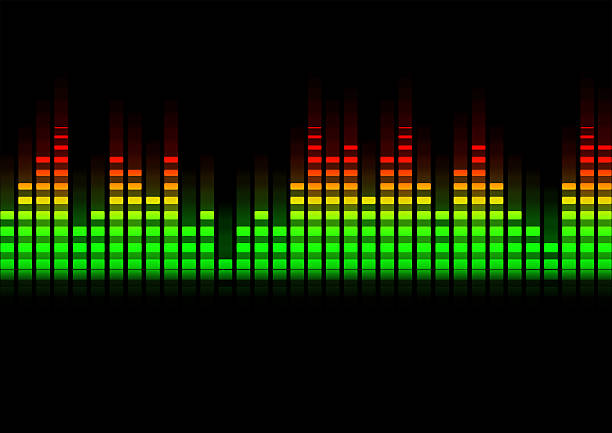 ilustrações de stock, clip art, desenhos animados e ícones de equalizador de música em fundo preto turva - blurred motion audio
