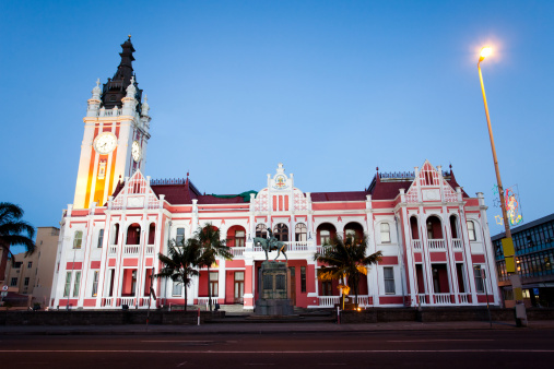 night view of city hall of East London, South Africa