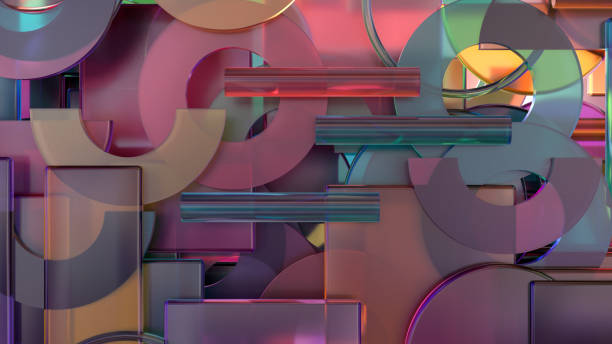 istock Abstract 3d render primitives glass transparent geometric shapes background 1366483098