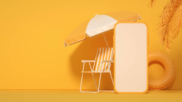 istock Blank screen mobile smart phone summer beach holiday travel background 1366484264