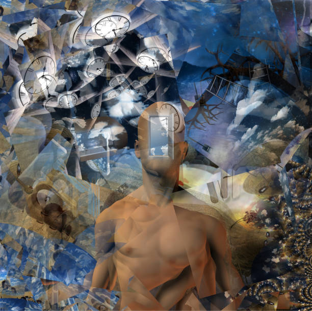 istock Man with a clocks and fractals 1366484365