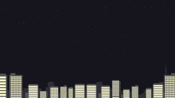 Urban microcosm night star. Created with Illustrator. 街 stock illustrations