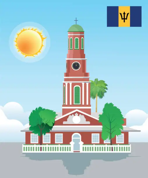 Vector illustration of Barbados Garrison clock tower