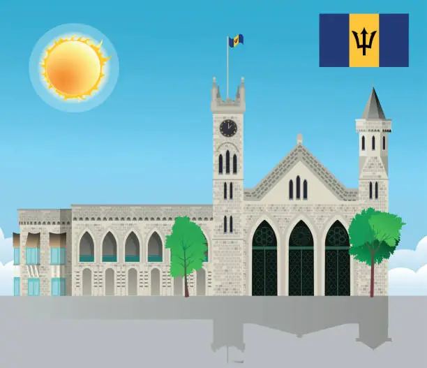 Vector illustration of Parliament building in Bridgetown, Barbados