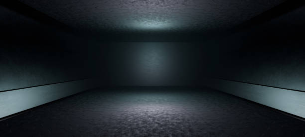 istock Advanced background High end scenario concrete wall 3D rendering booth Exhibition hall Dark technology 1366490605