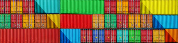 istock Patten of shipping maritime transport containers 1366493174