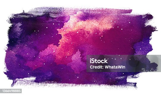 istock Colorful Space Watercolor Illustration isolated on white background 1366498885