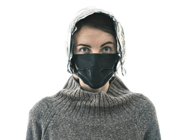 Fashion portrait of woman with hidden face with black polo neck