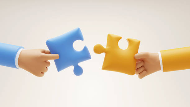 istock 3D Render of Two Hands Business Puzzle Pieces 1366500228