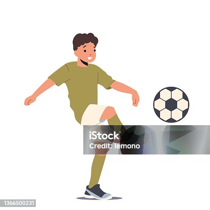 istock Boy Playing with Soccer Ball, Kid Sports Training, Happy Child Sport Workout, Practicing Healthy Lifestyle Activity 1366500231