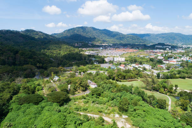 istock Aerial view of Kathu district Phuket Thailand from Drone camera High angle view 1366500676