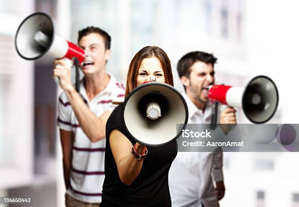 Group Of Employees Stock Photo - Download Image Now - Megaphone, Group Of People, Adult