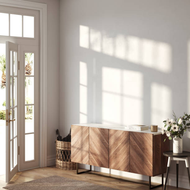 istock Eco Friendly interior style. living room. Wall mockup. Wall art. 3d rendering, 3d illustration 1366509157