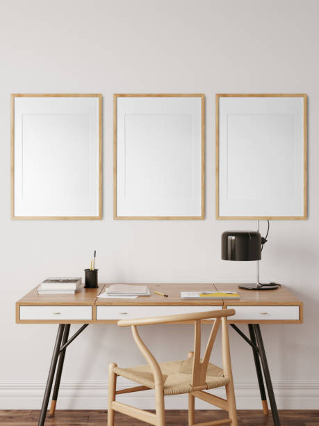 istock Eco Friendly interior style. living room. Frame mockup. Poster mockup. 3d rendering, 3d illustration 1366511874