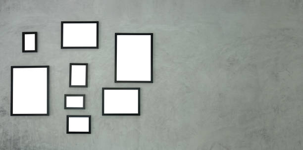 istock Empty picture frames on loft wall with copy space for your advertising text. 1366513549