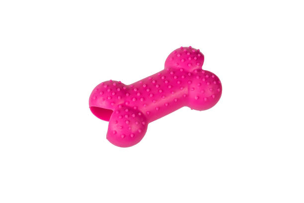 istock Bright rubber bone toy for dogs isolated on a white background. 1366513756