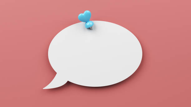 istock Blue-colored Heart-shaped pin and white-colored chat bubble. 1366520043