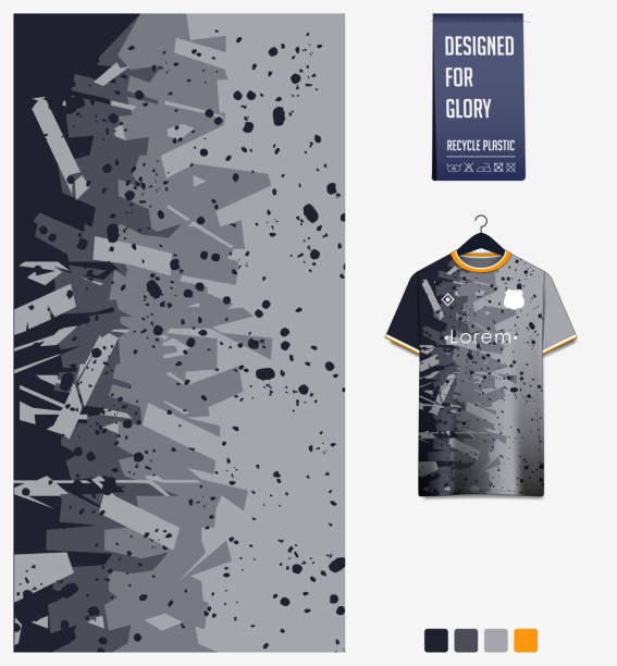 ilustrações de stock, clip art, desenhos animados e ícones de soccer jersey pattern design.  dot splatter pattern on gray background for soccer kit, football kit or sports uniform. t-shirt mockup template. fabric pattern. abstract background. - cycling vest