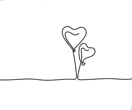 valentine's day couple of hearts line art design background