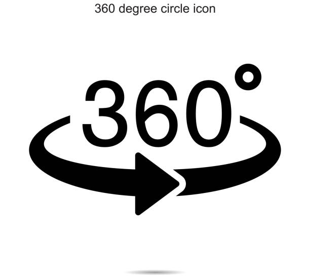 ilustraciones, imágenes clip art, dibujos animados e iconos de stock de icono de círculo de 360 grados - 360