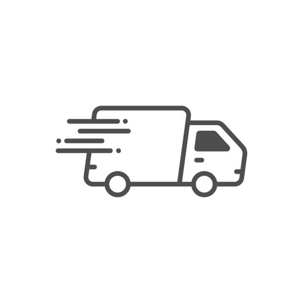 Shipping fast icon in flat style. Delivery truck vector illustration on isolated background. Express logistic sign business concept. vector art illustration