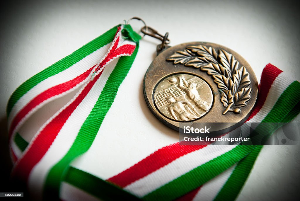 Bronze medal of volley festival match Bronze medal with volley action symbol in the middle. Bronze - Alloy Stock Photo
