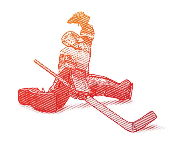 Vector illustration of Ice Hockey goalie making a save