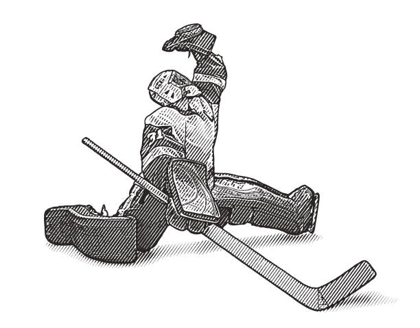 Ice Hockey goalie making a save Vector illustration of an Ice Hockey goalie making a great save ice hockey net stock illustrations