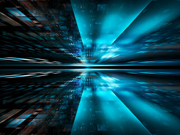 istock Simple fractal perspective background - abstract 3d illustration 1366533694
