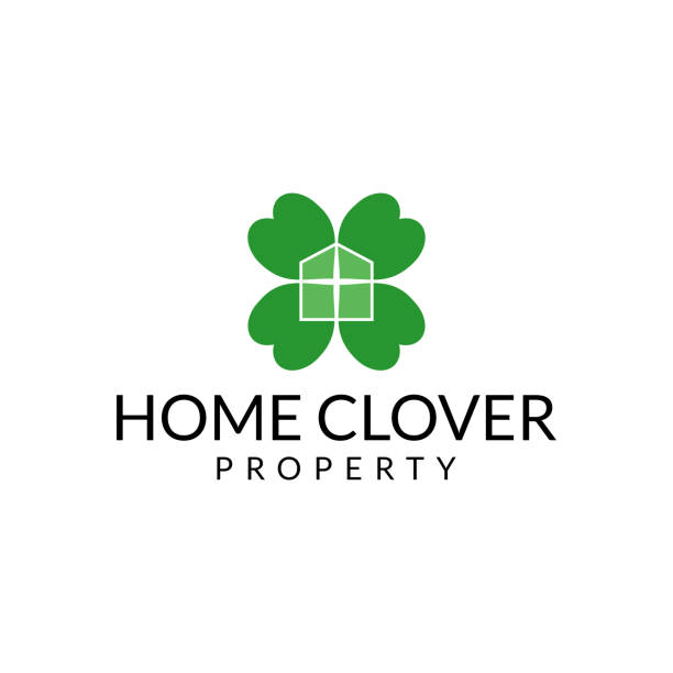 ilustrações de stock, clip art, desenhos animados e ícones de simple elegant home clover symbol. - investment real estate construction residential structure
