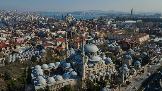 Aerial view Sehzade Mosque, Fatih,Istanbul-TURKEY.