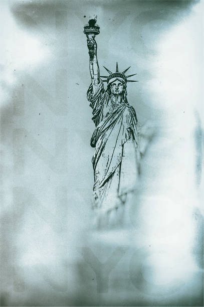 istock Statue Of Liberty Design New York City Grunge Background with Copy Space 1366534600