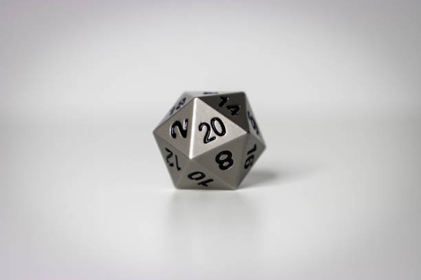 20-sided fantasy role playing game dice centered stock photo