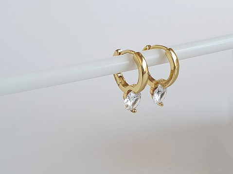 Gold Hoop Earrings with Crystals